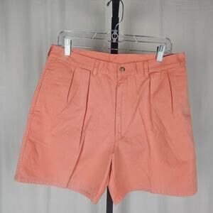 Adirondack Coral Cotton Pleated Shorts 34 Made in Singapore Vintage 90s USA Prep